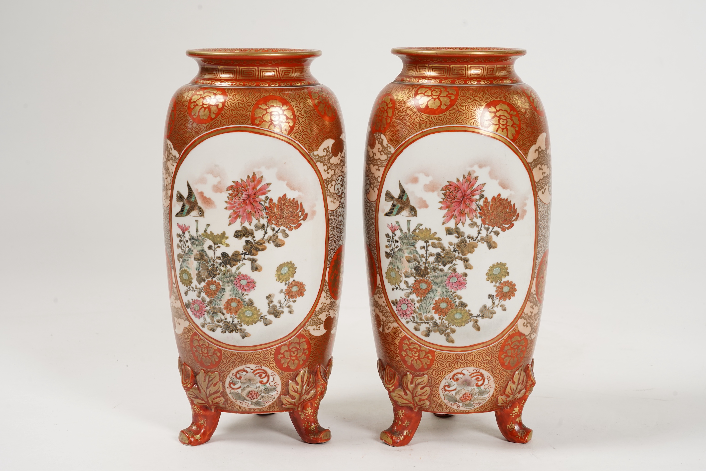 A pair of Japanese Kutani vases, Meiji period